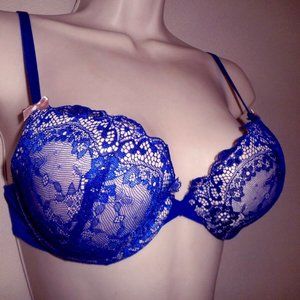 NWOT Betsey Johnson All Over Lace BLUE Push Up Bra